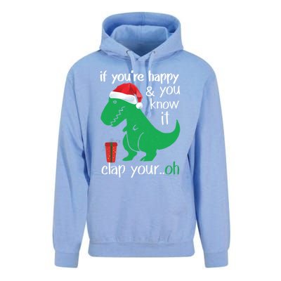 If YouRe Happy Clap Your Hand Christmas Dinosaur Trex Gift Unisex Surf Hoodie