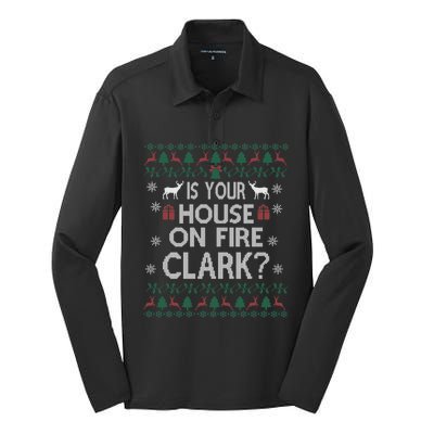 Is Your House On Fire Christmas Vacation Silk Touch Performance Long Sleeve Polo