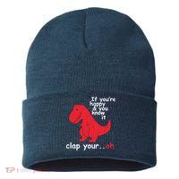 If You're Happy and You Know It Clap Your Oh Funny Trex Dino Sustainable Knit Beanie