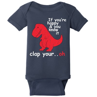 If You're Happy and You Know It Clap Your Oh Funny Trex Dino Baby Bodysuit