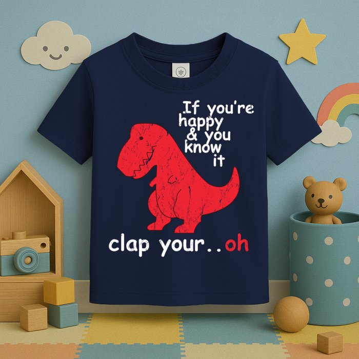 If You're Happy and You Know It Clap Your Oh Funny Trex Dino Toddler T-Shirt