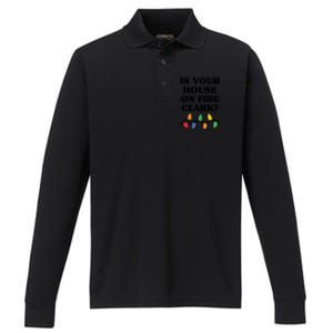 Is Your House On Fire Clark Classic Performance Long Sleeve Polo