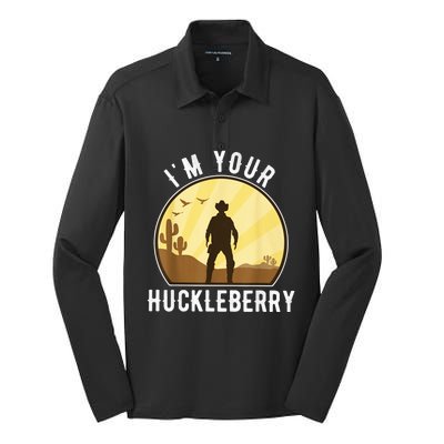 Im Your Huckleberry Say When Western Quote Vintage Silk Touch Performance Long Sleeve Polo