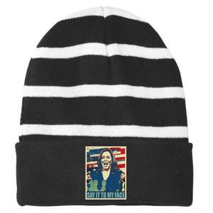 If You’Ve Have Something To Say Say It To My Face Kamala Striped Beanie with Solid Band