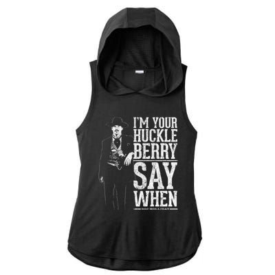 I'm Your Huckleberry Say When Doc Holiday Ladies PosiCharge Tri-Blend Wicking Draft Hoodie Tank