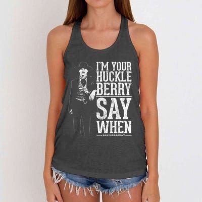 I'm Your Huckleberry Say When Doc Holiday Women's Knotted Racerback Tank