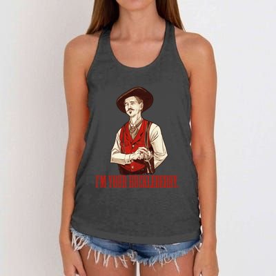 I'm Your Huckleberry Say When Doc Holiday Women's Knotted Racerback Tank