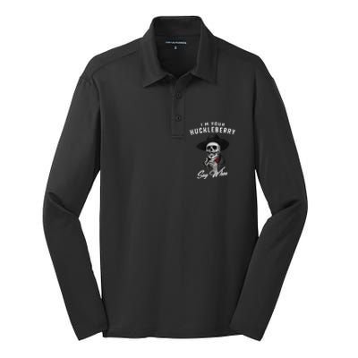 I'm Your Huckleberry Say When  Silk Touch Performance Long Sleeve Polo