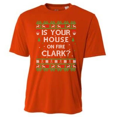 Is Your House On Fire Clark? Ugly Christmas Holiday Gift Cooling Performance Crew T-Shirt