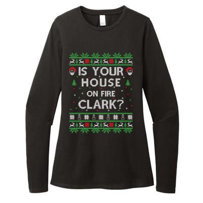 Is Your House On Fire Clark? Ugly Christmas Holiday Gift Womens CVC Long Sleeve Shirt