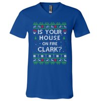 Is Your House On Fire Clark? Ugly Christmas Holiday Gift V-Neck T-Shirt