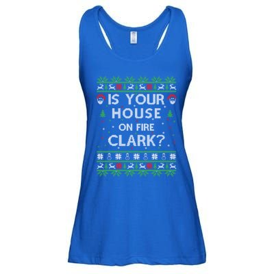 Is Your House On Fire Clark? Ugly Christmas Holiday Gift Ladies Essential Flowy Tank