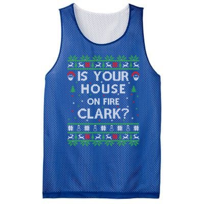 Is Your House On Fire Clark? Ugly Christmas Holiday Gift Mesh Reversible Basketball Jersey Tank