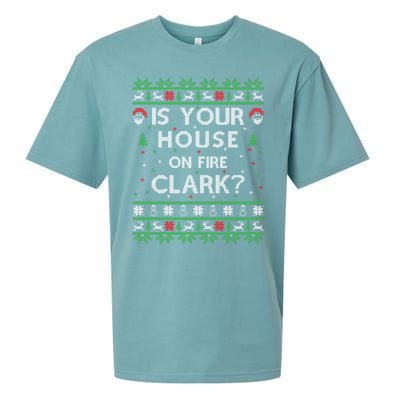 Is Your House On Fire Clark? Ugly Christmas Holiday Gift Sueded Cloud Jersey T-Shirt