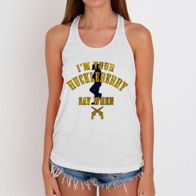 IM YouRe Huckleberry Say When S Women's Knotted Racerback Tank