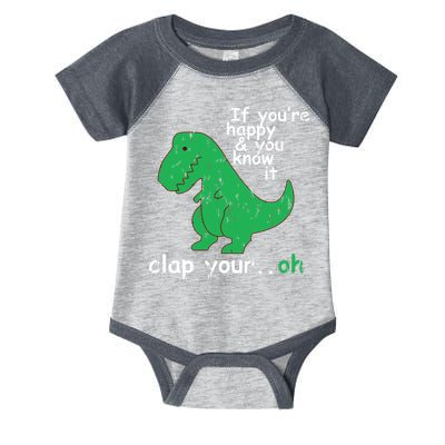 If You're Happy And You Know It Clap Your Oh TRex Dino Infant Baby Jersey Bodysuit