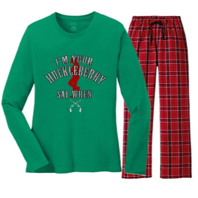 IM YouRe Huckleberry Say When Women's Long Sleeve Flannel Pajama Set 