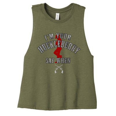 IM YouRe Huckleberry Say When Women's Racerback Cropped Tank