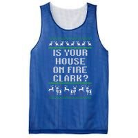 Is Your House On Fire Clark? Funny Christmas Ugly Gift Mesh Reversible Basketball Jersey Tank