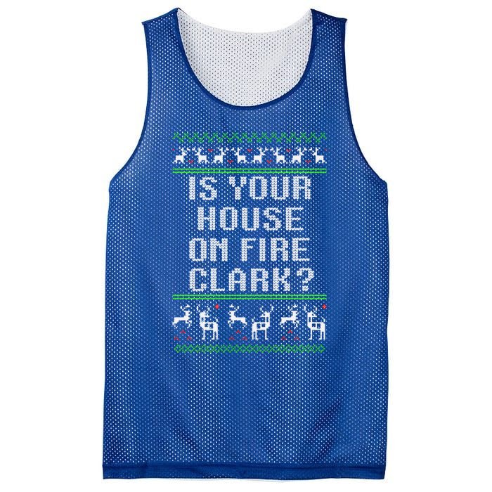 Is Your House On Fire Clark? Funny Christmas Ugly Gift Mesh Reversible Basketball Jersey Tank