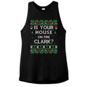 Is Your House On Fire Clark? Ugly Christmas Holiday Gift Great Gift Ladies PosiCharge Tri-Blend Wicking Tank