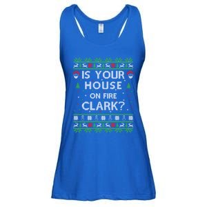 Is Your House On Fire Clark? Ugly Christmas Holiday Gift Great Gift Ladies Essential Flowy Tank