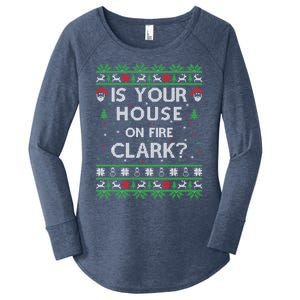 Is Your House On Fire Clark? Ugly Christmas Holiday Gift Great Gift Women's Perfect Tri Tunic Long Sleeve Shirt