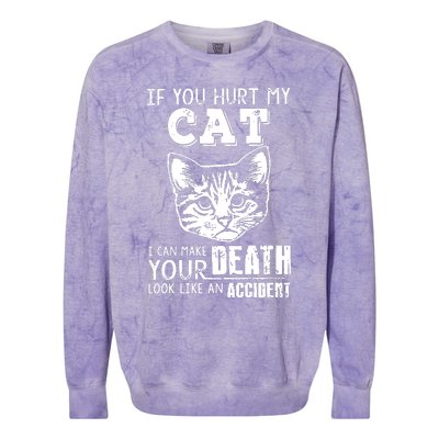 If You Hurt My Cat I Can Make Your Death Look Like An Accident Cat Colorblast Crewneck Sweatshirt