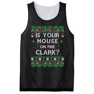 Is Your House On Fire Clark? Ugly Christmas Holiday Gift Mesh Reversible Basketball Jersey Tank