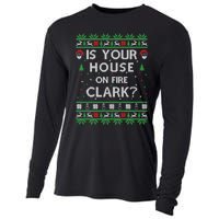 Is Your House On Fire Clark? Ugly Christmas Holiday Gift Cooling Performance Long Sleeve Crew