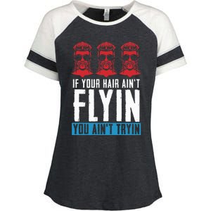 If Your Hair AinT Flying You AinT Tryin Mullet Pride Enza Ladies Jersey Colorblock Tee