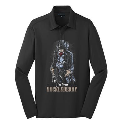 I'm Your Huckleberry Cowboy Quote And Funny Sayings Silk Touch Performance Long Sleeve Polo