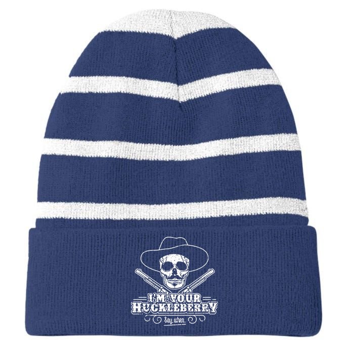 Im Your Huckleberry Say When Striped Beanie with Solid Band