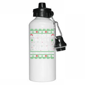 Is Your House On Fire Clark? Ugly Christmas Holiday Gift Funny Gift Aluminum Water Bottle