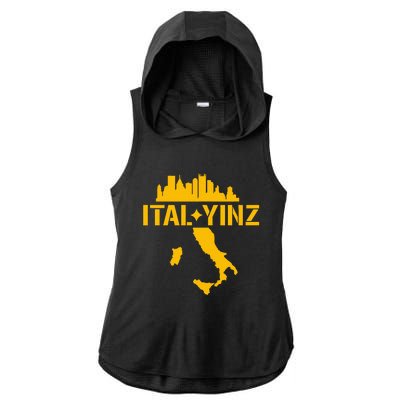 Ital Yinz Italian Pittsburgher Ladies PosiCharge Tri-Blend Wicking Draft Hoodie Tank