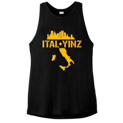 Ital Yinz Italian Pittsburgher Ladies PosiCharge Tri-Blend Wicking Tank