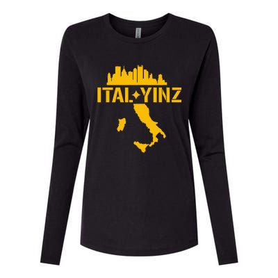 Ital Yinz Italian Pittsburgher Womens Cotton Relaxed Long Sleeve T-Shirt