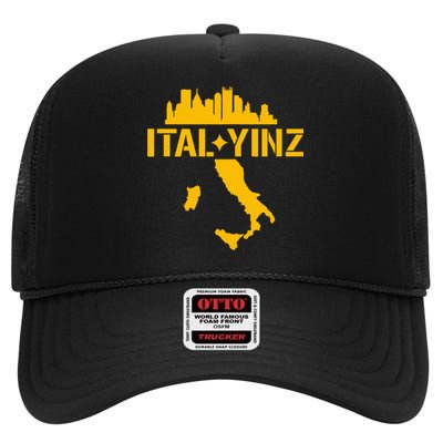 Ital Yinz Italian Pittsburgher High Crown Mesh Back Trucker Hat