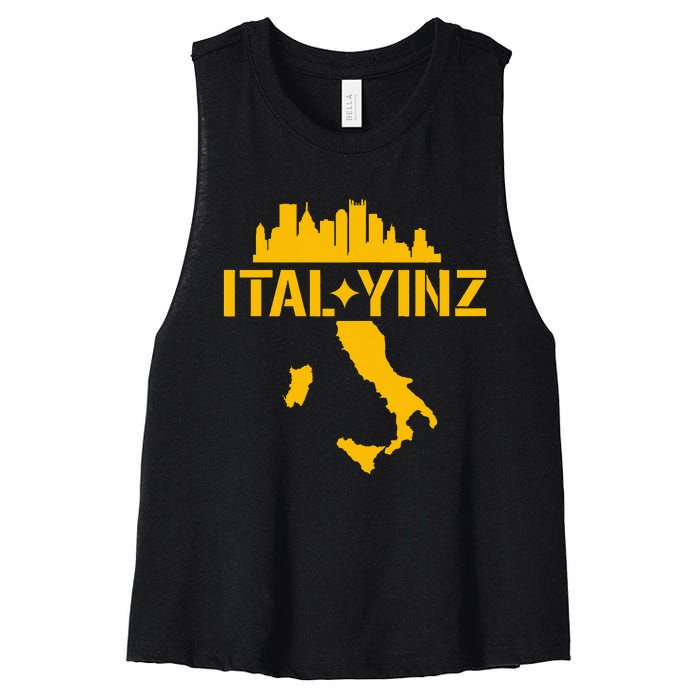 Ital Yinz Italian Pittsburgher Women's Racerback Cropped Tank