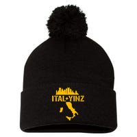 Ital Yinz Italian Pittsburgher Pom Pom 12in Knit Beanie