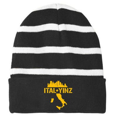 Ital Yinz Italian Pittsburgher Striped Beanie with Solid Band