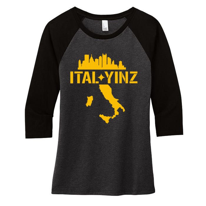 Ital Yinz Italian Pittsburgher Women's Tri-Blend 3/4-Sleeve Raglan Shirt