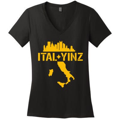 Ital Yinz Italian Pittsburgher Women's V-Neck T-Shirt