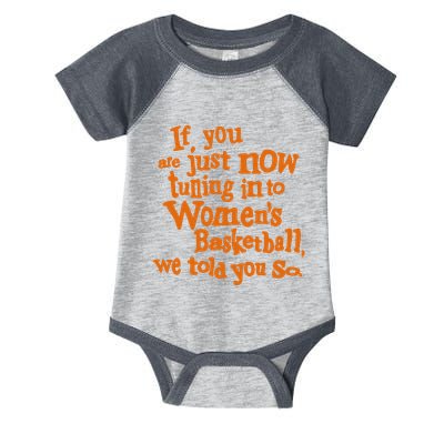 If You Just Now Tuning Into Basketball We Told You So Infant Baby Jersey Bodysuit