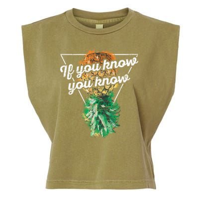 If You Know You Know Upside Down Pineapple Swinger Gift Garment-Dyed Women's Muscle Tee