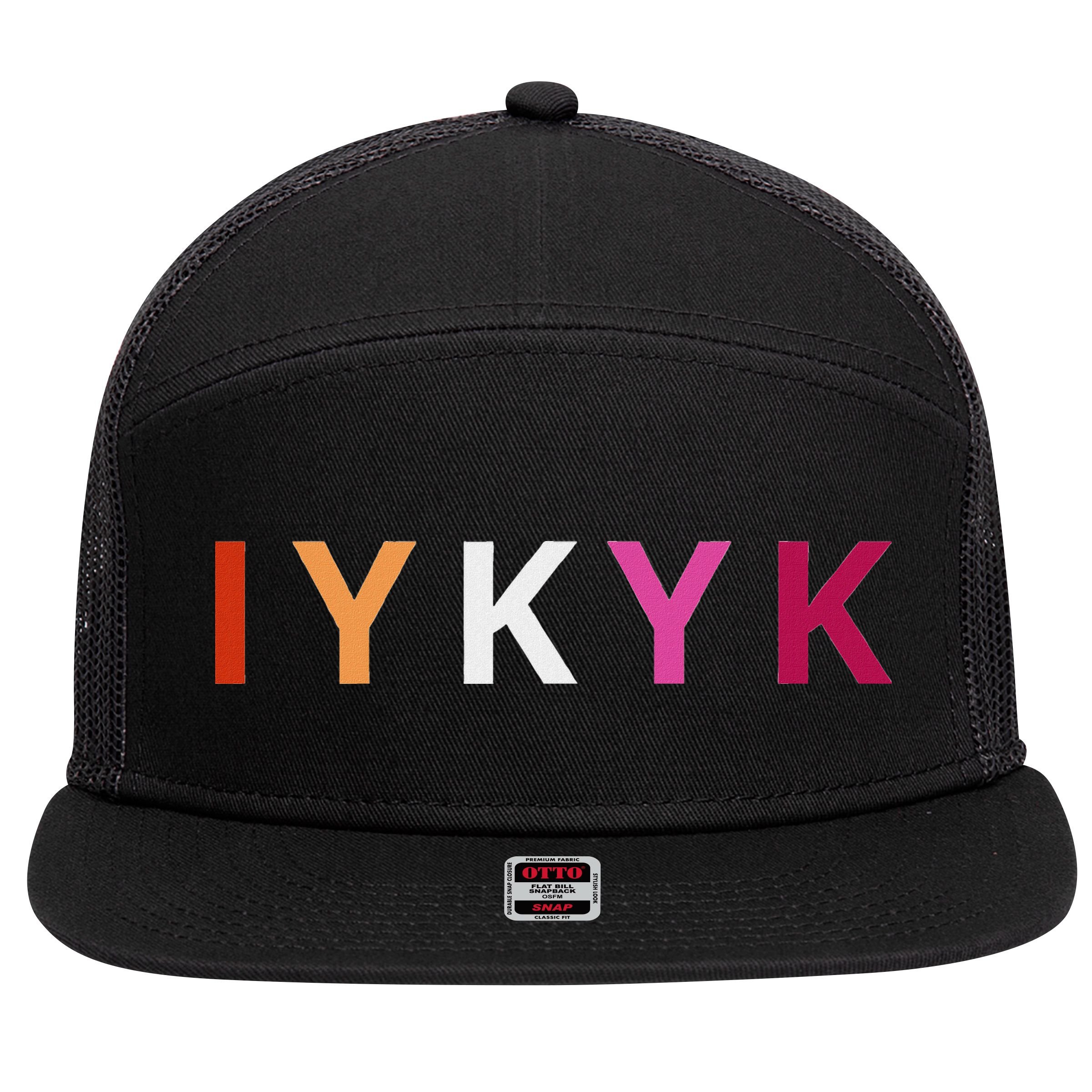 If You Know. Iykyk. Lesbian Pride Discreet Lgbtq Lgbtqia+ 7 Panel Mesh Trucker Snapback Hat