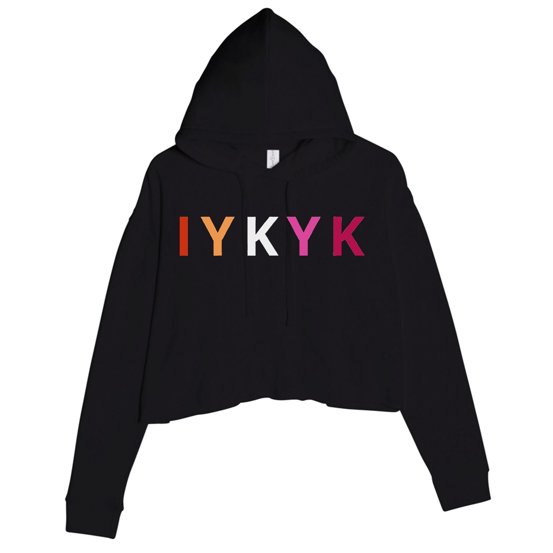 If You Know. Iykyk. Lesbian Pride Discreet Lgbtq Lgbtqia+ Crop Fleece Hoodie