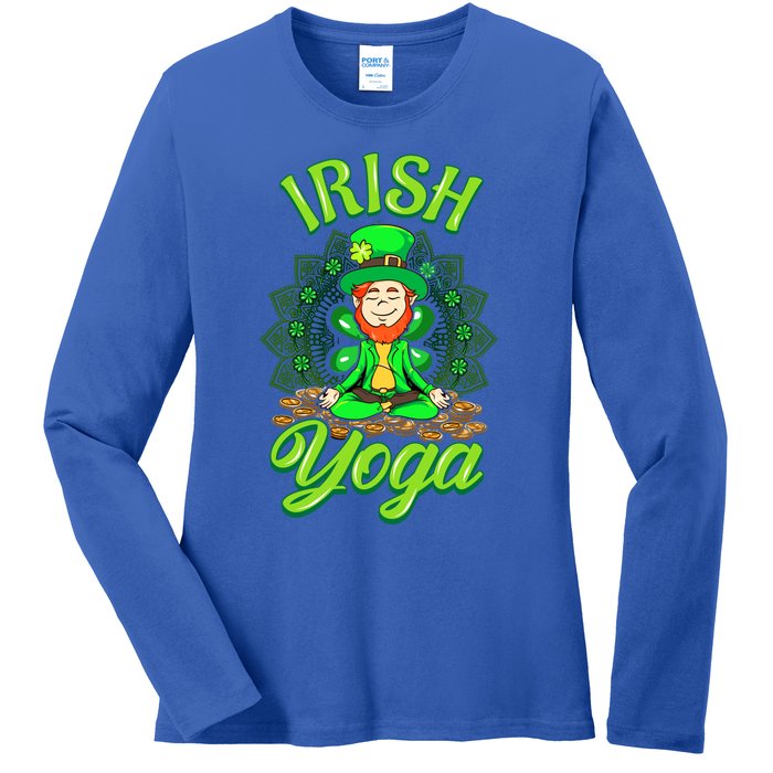 Irish Yoga Leprechaun St Patricks Day Ireland Namaste Meaningful Gift Ladies Long Sleeve Shirt