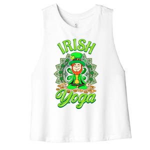 Irish Yoga Leprechaun St Patricks Day Ireland Namaste Meaningful Gift Women's Racerback Cropped Tank