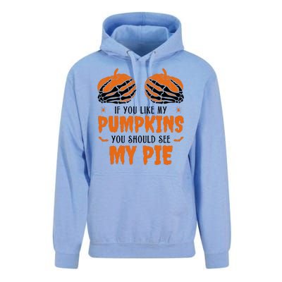 If You Like My Pumpkins You Should See My Pie Funny Halloween Unisex Surf Hoodie